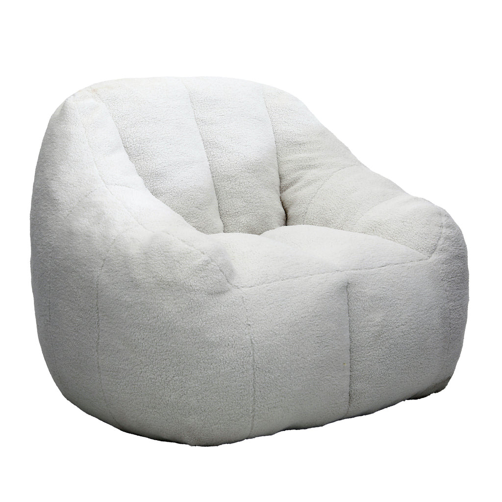 Comfy Bean Bag Chair with Memory Foam Filler – Tufted Soft Stuffed Bean Bag Sofa for Dorm, Apartment, or Living Room – White - Grand Goldman Shop