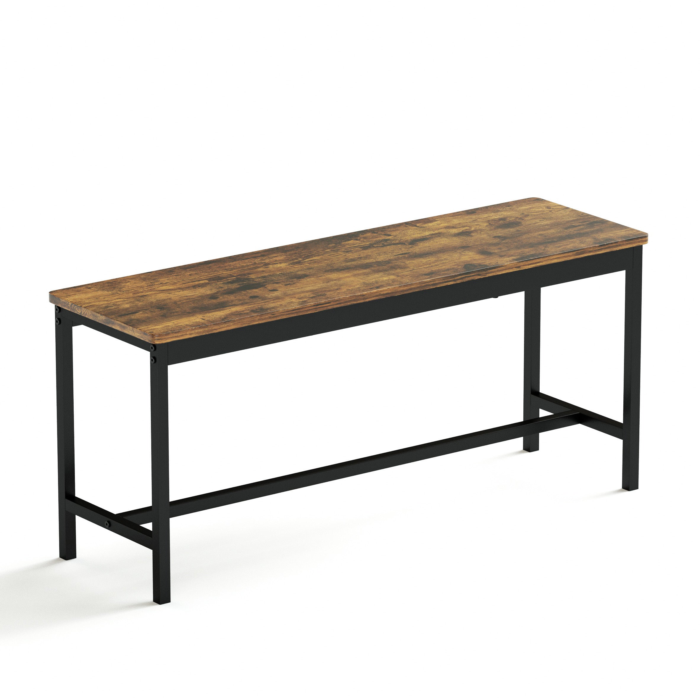 Dining Table Set, Bar Table with 2 Dining Benches, Kitchen Table Counter with Chairs, Industrial for Kitchen Breakfast Table, Living Room, Party Room, Rustic Brown and Black,43.3″L x23.6″W x 29.9″H - Grand Goldman Shop