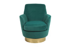 Velvet Swivel Barrel Chair, Swivel Accent Chairs Armchair for Living Room, Reading Chairs for Bedroom Comfy, Round Barrel Chairs with Gold Stainless Steel Base (Emerald) - Grand Goldman Shop
