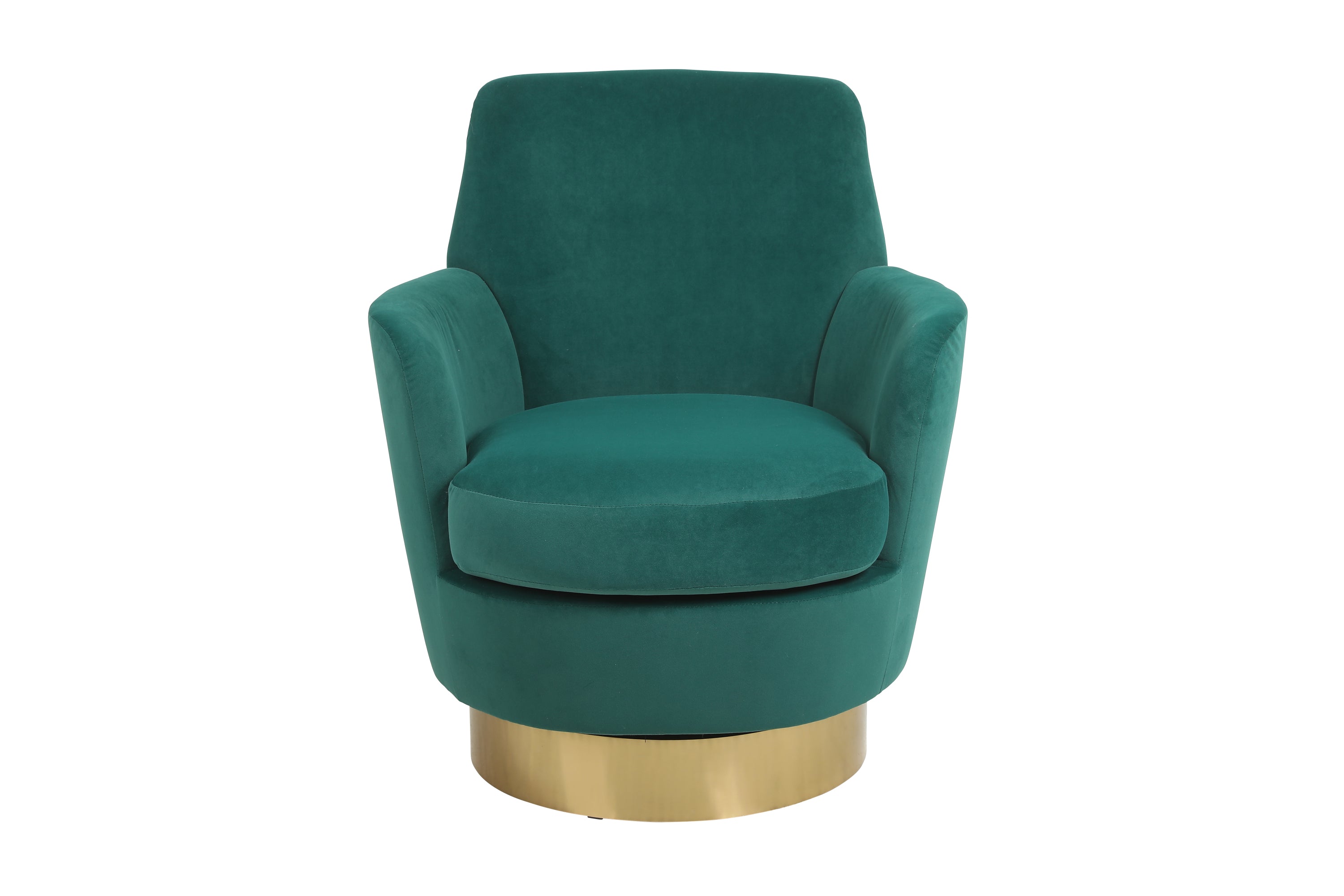 Velvet Swivel Barrel Chair, Swivel Accent Chairs Armchair for Living Room, Reading Chairs for Bedroom Comfy, Round Barrel Chairs with Gold Stainless Steel Base (Emerald) - Grand Goldman Shop