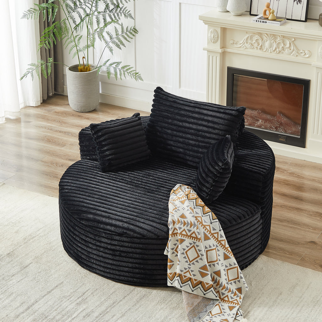 55'L Corduroy Sponge single sofa,No Assembly Required,Fluffy Modern Sleeper Chair for Living room, Bedroom, Lounge and Projection Room(Not a swivel chair.) - Grand Goldman Shop