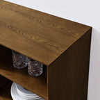 47.3' Sideboard Buffet Cabinet with Storage, Farmhouse Fluted Sideboard with 2 Doors & Solid Wood Feet, TV Media Console, Storage Cabinet for Kitchen Dining Living Room Entryway Hallway, Walnut - Grand Goldman Shop