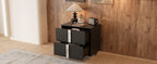 Elegant Nightstand with Metal Foot, Mirrored Bedside Table with 2 Drawers for Bedroom, Living Room, Black - Grand Goldman Shop
