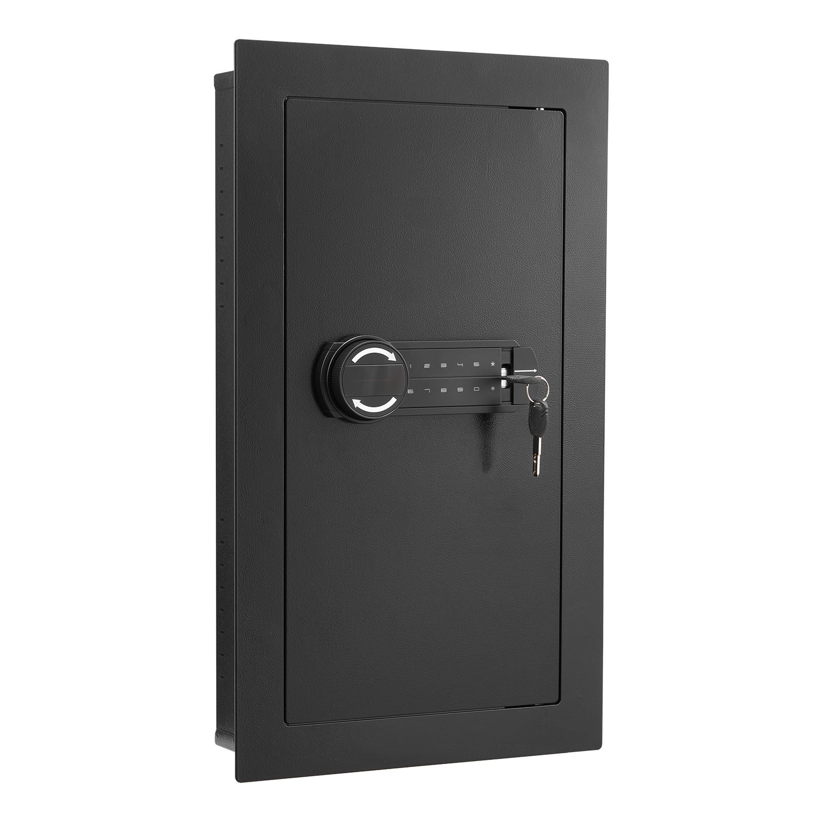 Wall Safe, 3-Tier Hidden Wall Mounted Safe with Password & Key, Q235 Cold-Rolled Steel In-Wall Box with LED Lighting, 2 Adjus