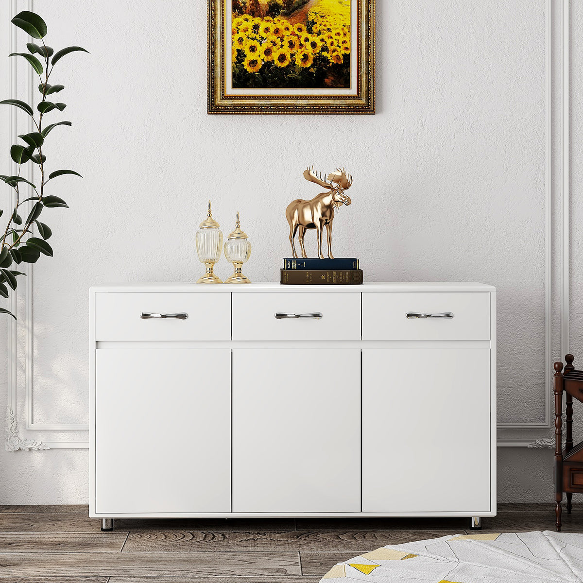 Three Doors Side Table-White - Grand Goldman Shop