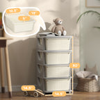 Qaba 4 Tier Kids Storage Unit, 4 Drawer Chest Toy Organizer Plastic Bins for Kids Bedroom Nursery Kindergarten Living Room fo