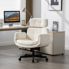 Criss Cross Chair with Adjustable Armrests & Wheels & Headrest, Lounge Vanity Desk Chair with Wide Seat for Cross-Legged Sitt