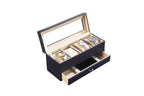 9.3' Long Tempered Glass and Leather Jewelry / Watch Display with Drawers, Blue - Grand Goldman Shop