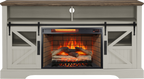 60 Inch Electric Fireplace  Entertainment Center With Door Sensor-Jasmine white color - Grand Goldman Shop