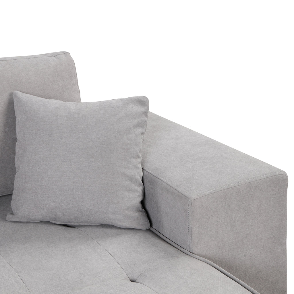 Modern Reversible L-Shape Pull Out Sleeper Sofa with Storage Chaise and Stools, Gray Linen, 104.5' - Grand Goldman Shop