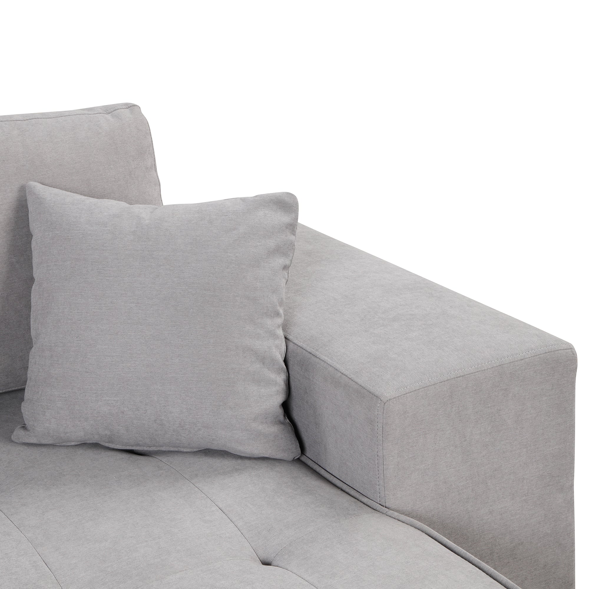 Modern Reversible L-Shape Pull Out Sleeper Sofa with Storage Chaise and Stools, Gray Linen, 104.5' - Grand Goldman Shop