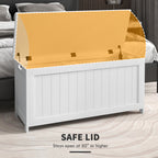 HOMCOM 39.4' Storage Chest w/ 2 Safety Hinges, Wooden Box, White - Grand Goldman Shop