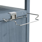 K&K 40.5' Outdoor Grill Cart with Stainless Steel Top, Solid Wood Outdoor Storage Cabinet with Drop Leaf, One Drawer, Towel Rack, Rolling Kitchen Cart with Lockable Wheels for Lawn Garden, Blue Grey - Grand Goldman Shop