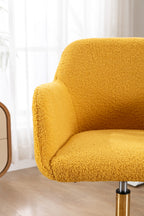 Modern Teddy Fabric Material Adjustable Height 360 Revolving Home Office Chair With Gold Metal Legs And Universal Wheel For I