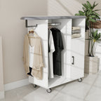 Ironing Cart with Rolling Ironing Board, Multipurpose Ironing Cabinet with Wheels, Compact Ironing Solution for Laundry Room, Bedroom,Cloakroom-White - Grand Goldman Shop