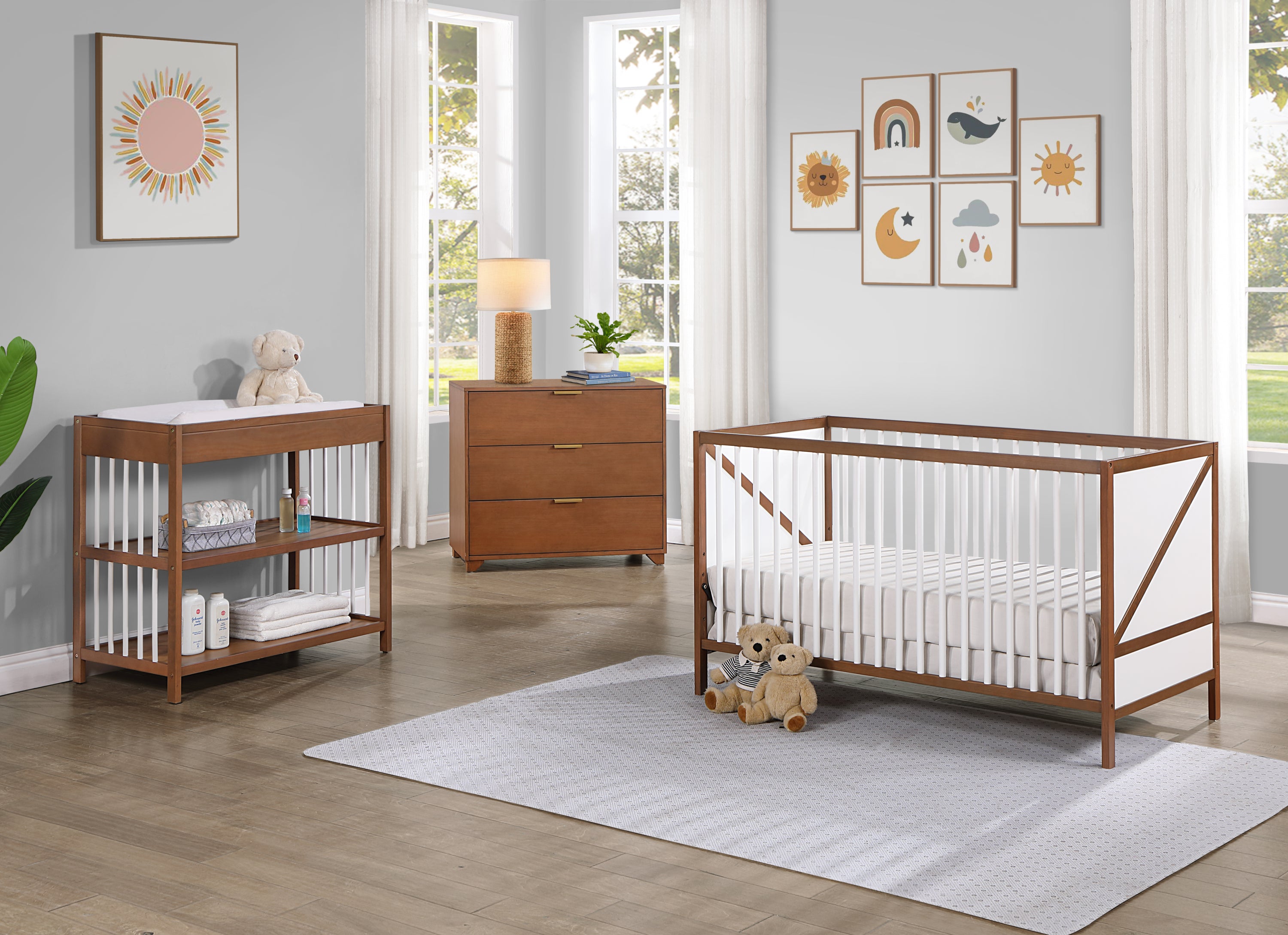 Pixie Zen 3-in-1 Crib in Walnut/White - Grand Goldman