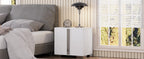 Modern End Table with Drawers, Elegant Nightstand with Metal Foot,Wood Bedside Table with Mirrored Metal Handles,Sofa Side End Table for Bedroom Living Room Office,White - Grand Goldman Shop