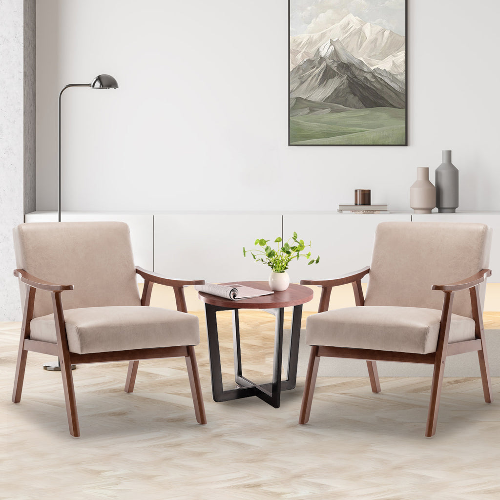 Mid-Century Modern Wingback Accent Chair with Solid Wood Frame and Extra-Thick Backrest – Lounge Chair for Living Room, Bedroom, or Reading Room - Grand Goldman Shop