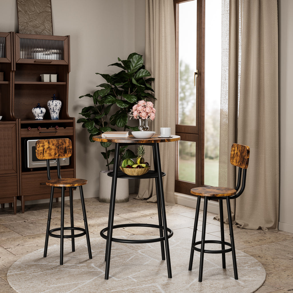 Bar table, equipped with 2 bar stools , with backrest and partition - Grand Goldman Shop