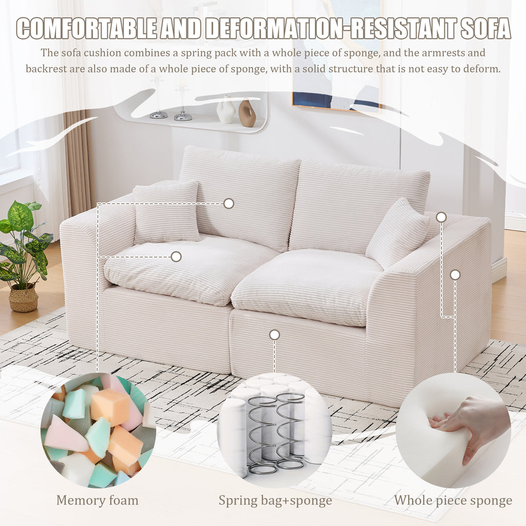 UNITED WE WIN Modular Sectional Sofa Cloud Couch,Comfy Cloud Modern Sofa,2 Seater with Cushion Covers Removable Furniture for Living Room Bedroom Apartments Dorms,No Assembly Required - Grand Goldman Shop
