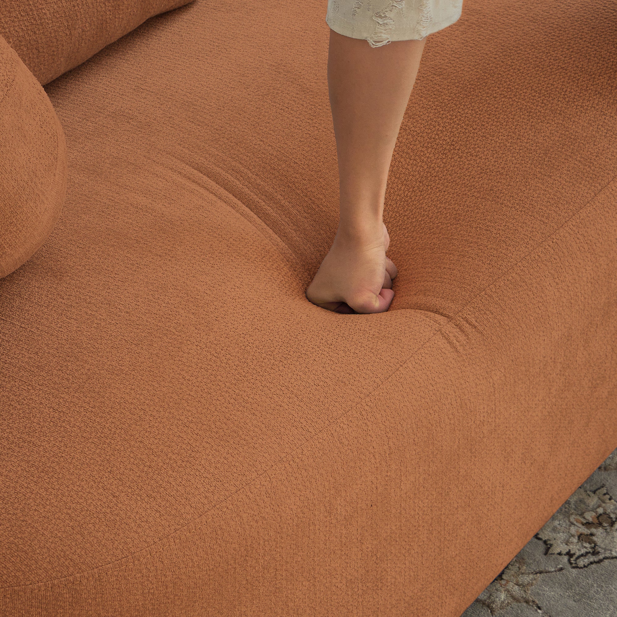 Sofa-in-a-Box, Memory Foam 2-Seater Couch, No Installation & Easy to Transport, Deep Seat Modern Sofa with chenille Fabric, Couch for Living Room, Bedroom, Apartment, Home Office,Orange - Grand Goldman Shop