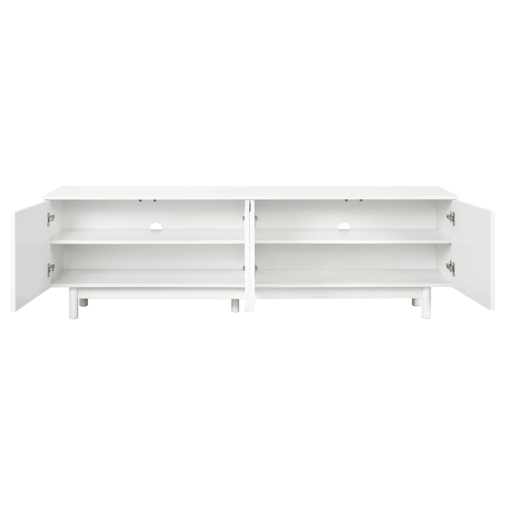 ON-TREND Graceful TV Stand with Arch Cabinets for TVs Up to 78'', Minimalist Entertainment Center with Solid Wood Legs, Practical Media Console with Adjustable Shelves for Living Room, White - Grand Goldman Shop