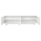 ON-TREND Graceful TV Stand with Arch Cabinets for TVs Up to 78'', Minimalist Entertainment Center with Solid Wood Legs, Practical Media Console with Adjustable Shelves for Living Room, White - Grand Goldman Shop