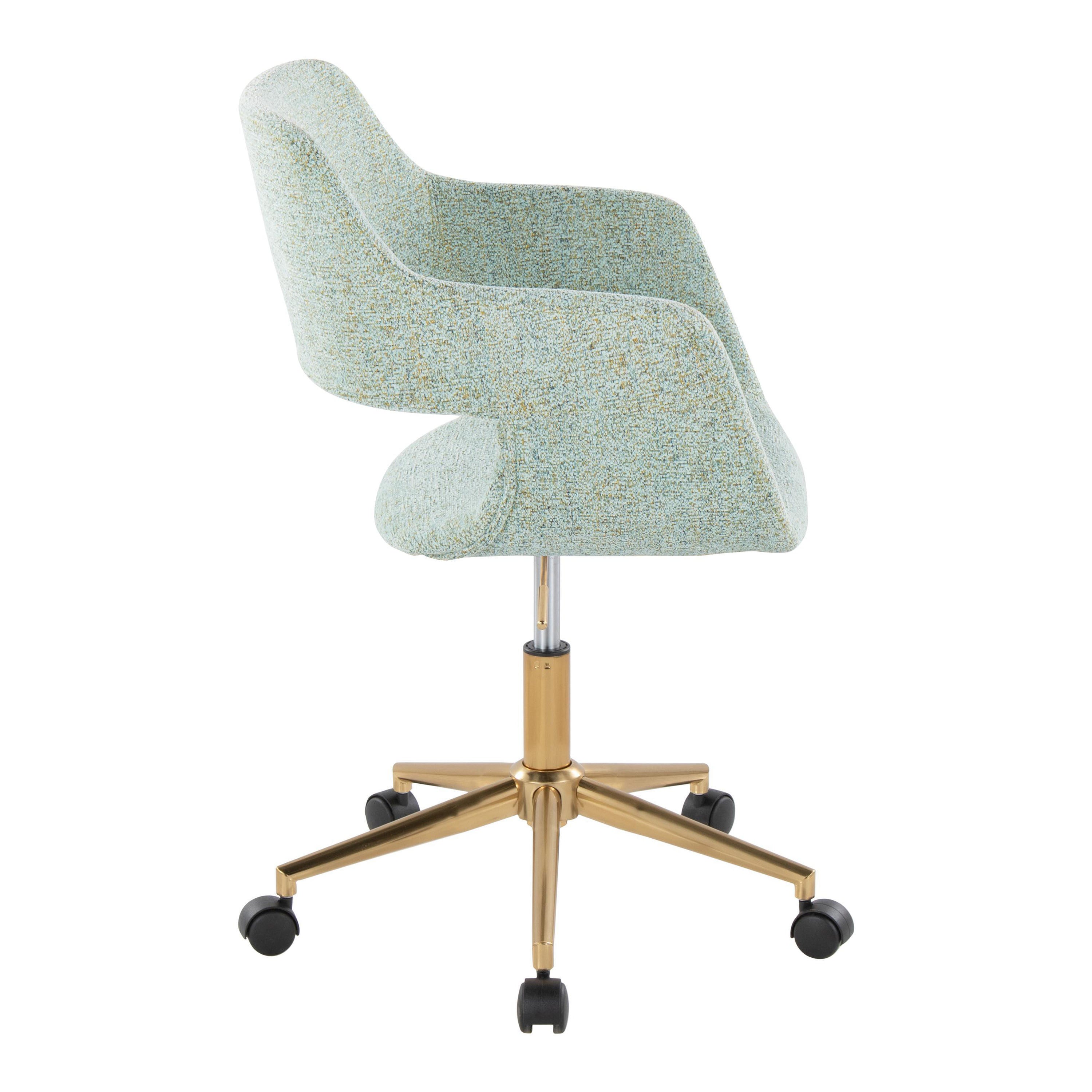 Contemporary Task Chair in Gold Metal and Light Green Fabric | Premium Home Decor - Grand Goldman