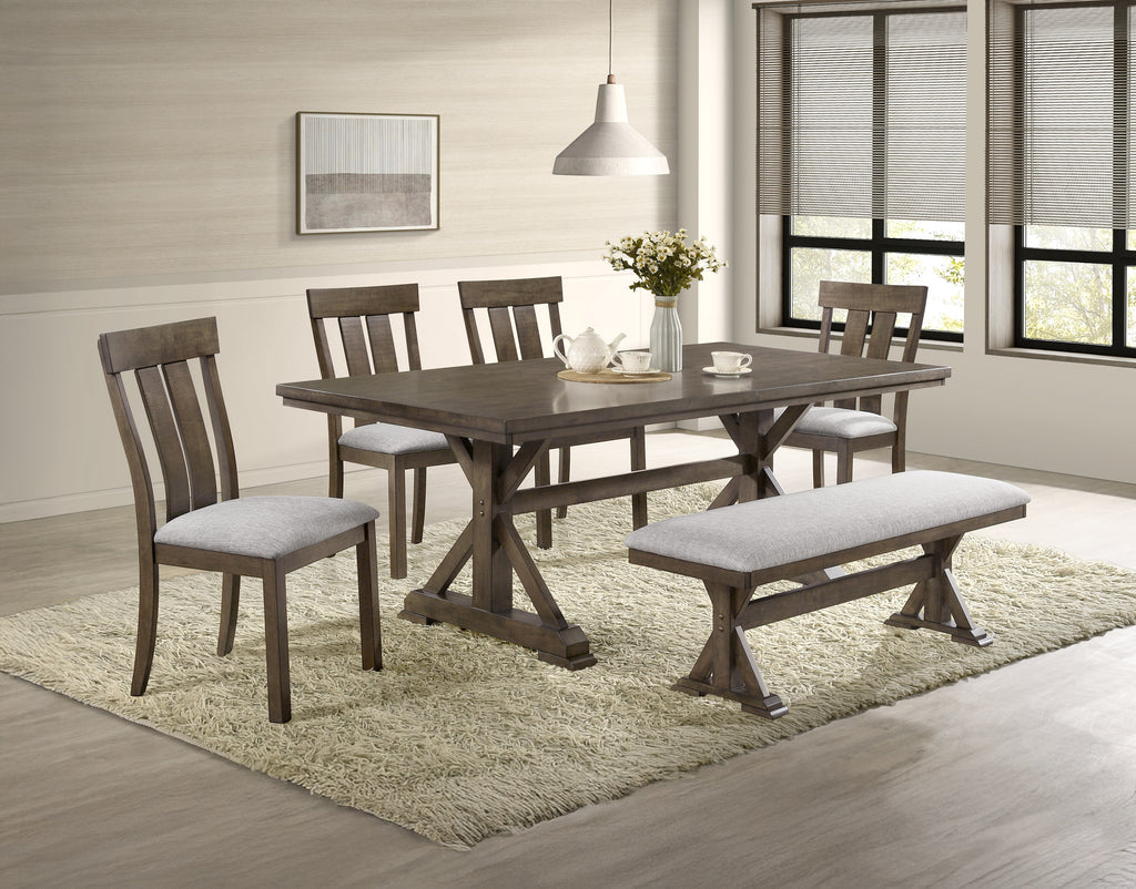 1pc Rustic Upholstered Dining Bench Rich Wood Finish Wooden Dining Room Furniture Brown - Grand Goldman Shop