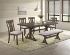 1pc Rustic Upholstered Dining Bench Rich Wood Finish Wooden Dining Room Furniture Brown - Grand Goldman Shop