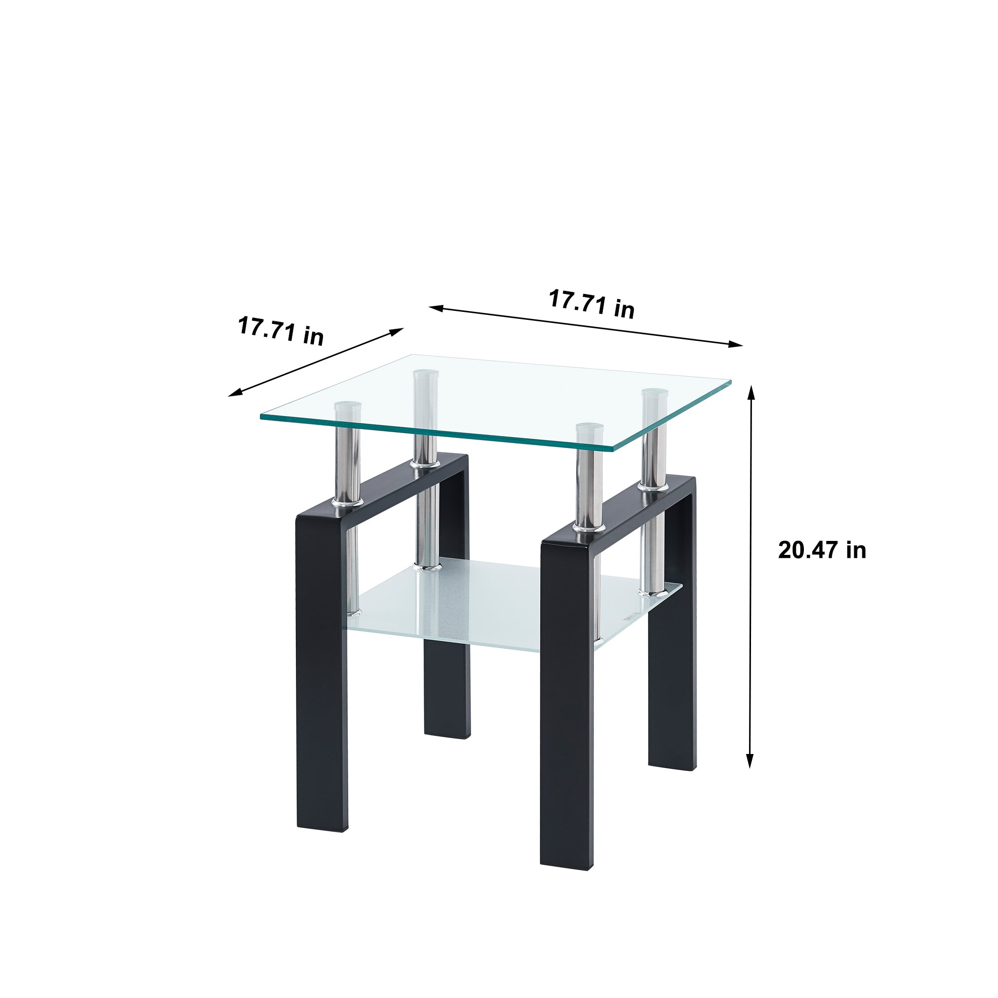 Modern 2-Piece Clear Tempered Glass Small Table, End Table for Living Room, Sleek Waterfall Design - Grand Goldman Shop