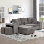 104.5' Modern L-Shape 3 Seat Reversible Sectional Couch, Pull Out Sleeper Sofa with Storage Chaise and 2 Stools for Living Room Furniture Set,Knox Charcoal (old sku:SG000431AAA) - Grand Goldman Shop