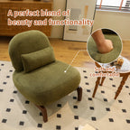 Cute Accent Chair with Solid Wood Legs, Velvet Living Room Chair with Soft Cushion, Cozy Bedroom Chair, Comfy Armless Reading Chair for Apartment, Waiting Room, Balcony (Green) - Grand Goldman Shop