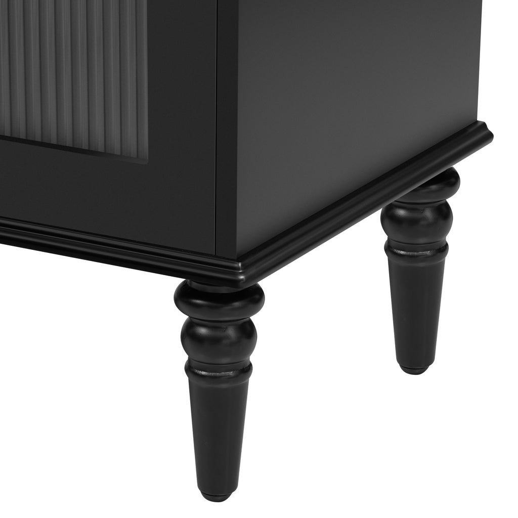 68.9'' Retro TV Stand for TVs up to 75 Inches, Entertainment Center Media Console with Fluted Glass Doors and Five Solid Wood Legs for Living room - Grand Goldman Shop