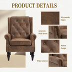 Modern Coffee Wood Frame Armchair with Sturdy Wood Legs and Microsuede Upholstery for Living Room - Grand Goldman Shop