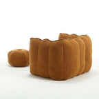 Soft Chenille Bean Bag Chair with High Resilient Foam for Living Room and Bedroom, Comfortable Square Lazy Sofa with Footstool for Adults - Grand Goldman Shop