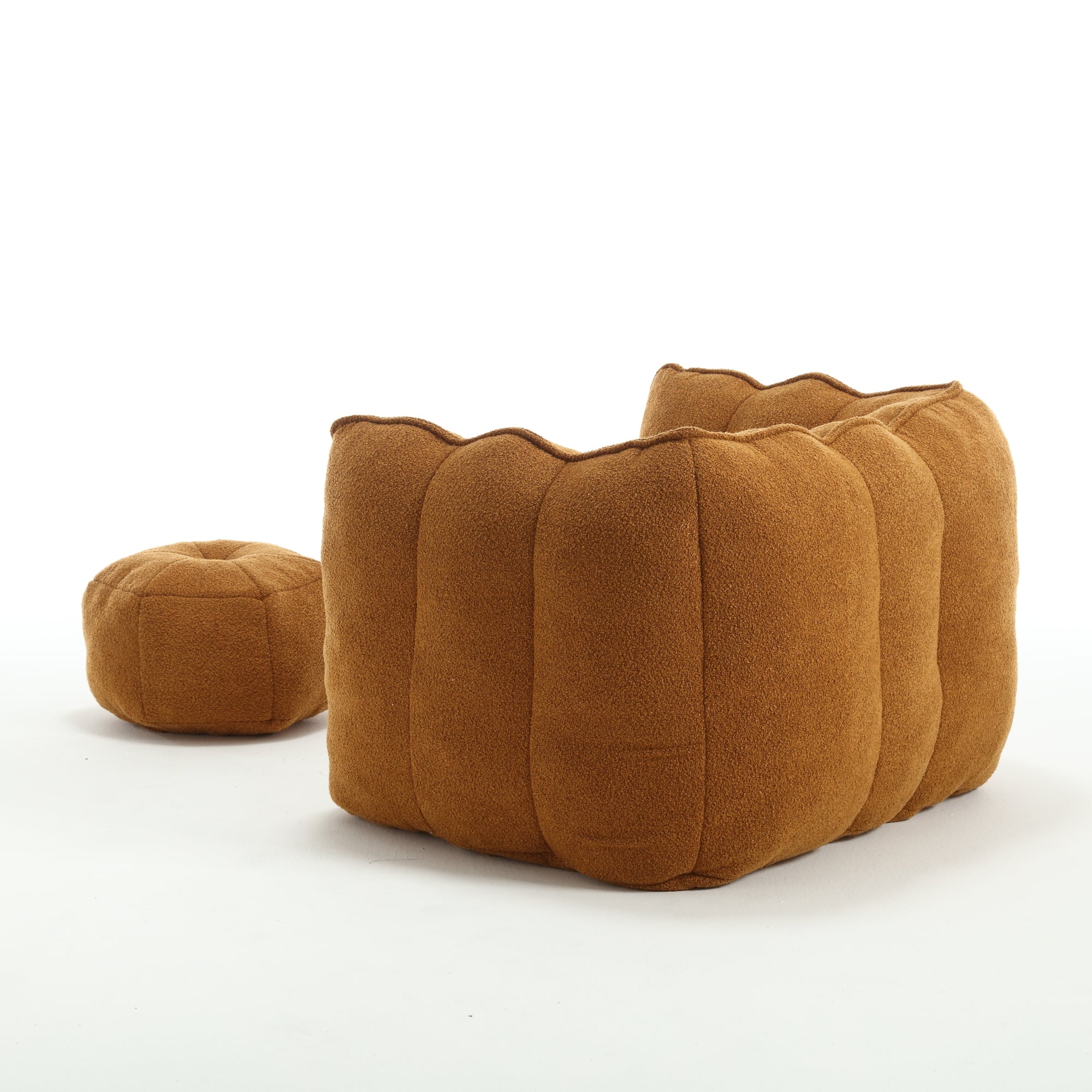 Soft Chenille Bean Bag Chair with High Resilient Foam for Living Room and Bedroom, Comfortable Square Lazy Sofa with Footstool for Adults - Grand Goldman Shop