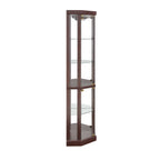 Corner Lighted Curio Cabinet Corner Glass Cabinet Lighted Curio Cabinet Corner Display Case for Living Room, Curio Cabinet, Antique collection, Wine,Bar Glass Storage Light Included,Dark Cherry - Grand Goldman Shop