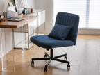 Modern Linen Blue Criss Cross Office Chair with Adjustable Height, Ergonomic Design, and Breathable Fabric in Blue Linen Mate