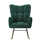 Glider Chair for Living Room Tufted Upholstered Teddy Fabric Rocking Chair with Metal Frame Accent Chair Green - Grand Goldman Shop