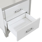 Elegant High Gloss Nightstand with Metal Handle,Mirrored Bedside Table with 2 Drawers for Bedroom,Living Room,White - Grand Goldman Shop