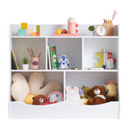 Wood Kid Storage Cubby, Toy Storage Organizer with Bookshelf, 5-Cubby Wood Toy Storage Cabinet, Children Book Toy Shelf for K