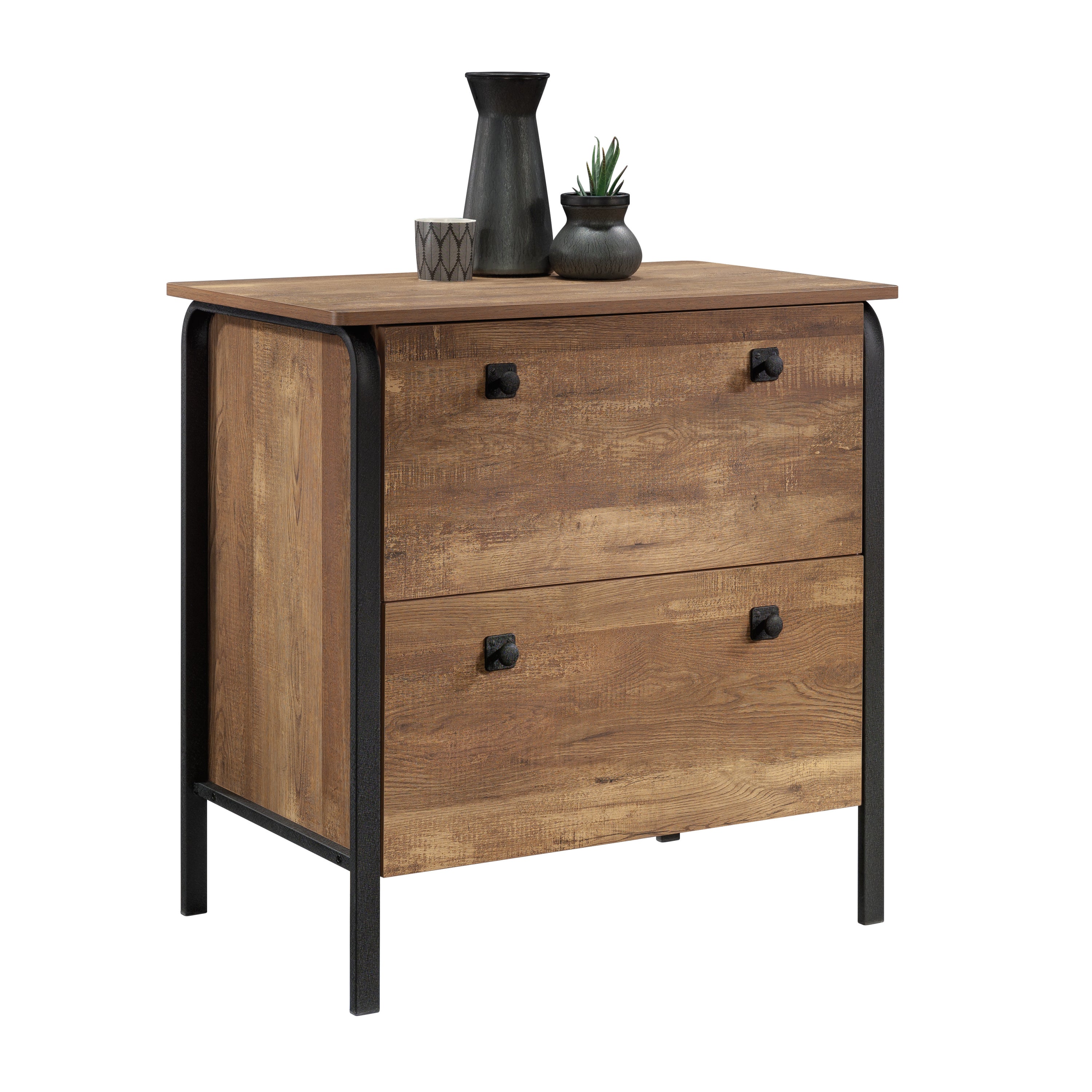 Lateral File with Bold Design, Oak finish - Grand Goldman
