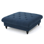 MADRID KD Tufted Ottoman Footrest and Coffee Table Stand-In Navy Blue Polyester 40.5x40.5x16.9 inches - Grand Goldman Shop
