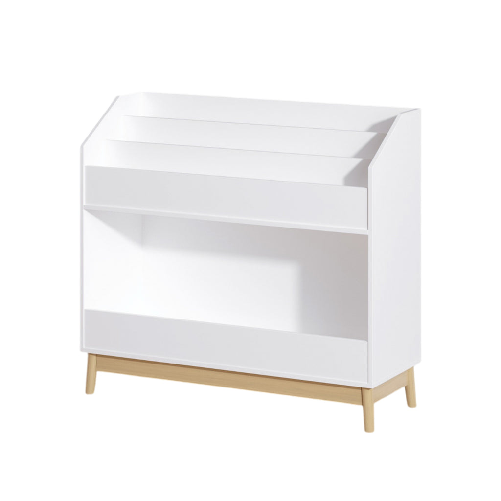 White Wooden Kids Bookcase Organizer with Storage, 3-Tier Toddler Book Display Shelf for Bedroom or Playroom | Premium Home D