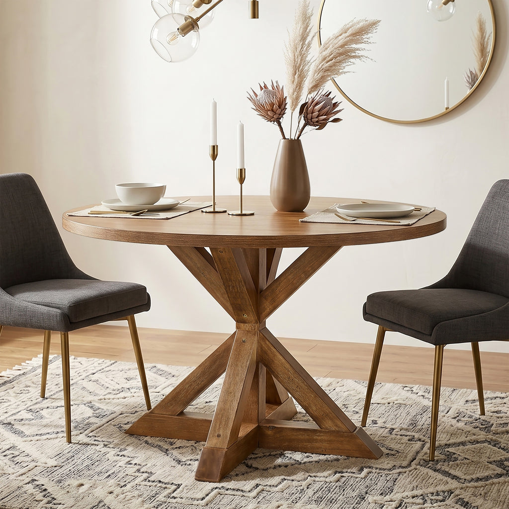 Windvale Cross-Buck Base Dining Table - Grand Goldman Shop