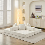 Comfy Convertible Folding Mattress Couch, Floor Sofa Bed, Chenille Floor Sofa with Armrest, Floor Sofa Lounge Couch for Living Room Bedroom Lounge Studio-Beige - Grand Goldman Shop