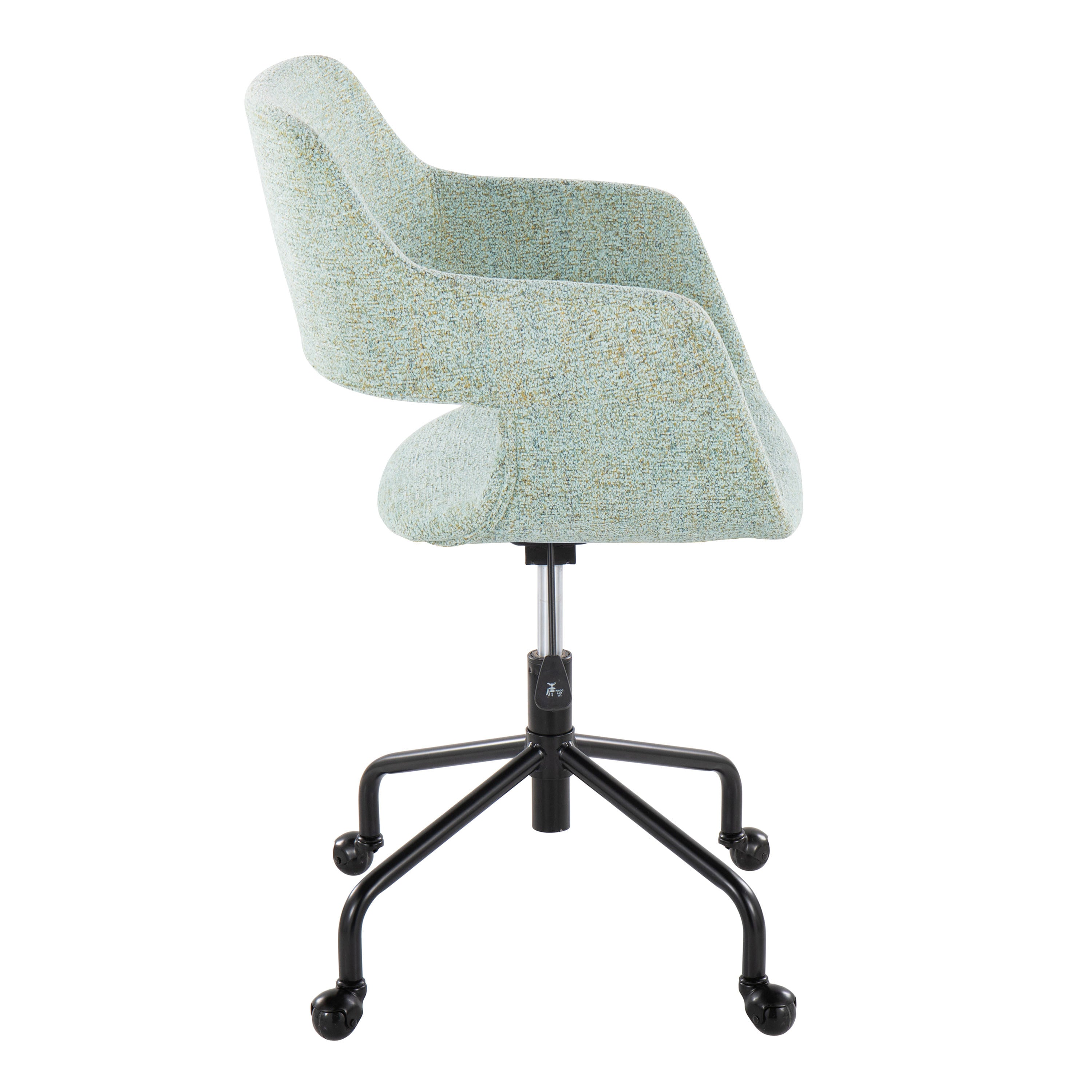 Contemporary Adjustable Office Chair in Black Metal and Light Green Fabric - Grand Goldman