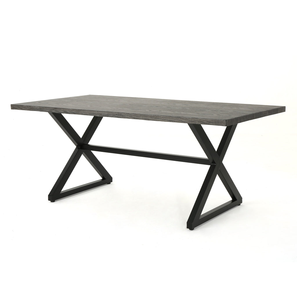 Rolando Outdoor Aluminum Dining Table with Steel Frame, Grey / Black - Grand Goldman Shop