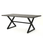 Rolando Outdoor Aluminum Dining Table with Steel Frame, Grey / Black - Grand Goldman Shop